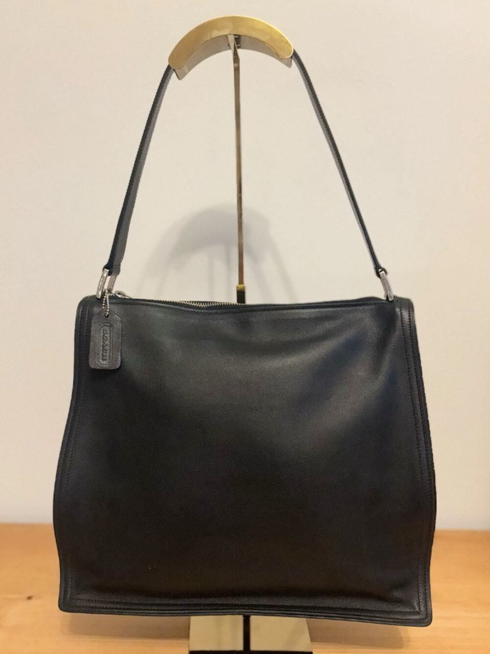 Vintage Coach Monterey Hobo Bag. Black Leather, Silver Hardware, #6143